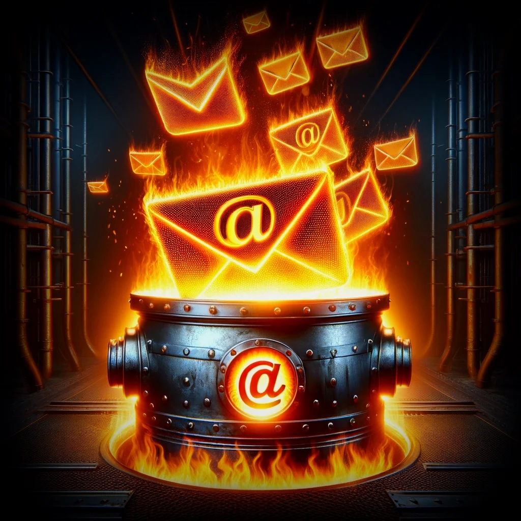 Mail Furnace - Glowing furnace with email symbols